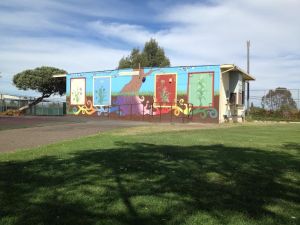 The Academic Club "bungalow." Such a pretty mural to see everyday!